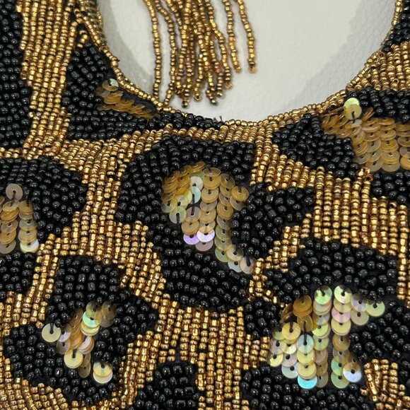 Handmade India Tik Tok Viral Beaded Sequin Leopard Handbag Velvet Bow Handle NWT - Picture 4 of 5